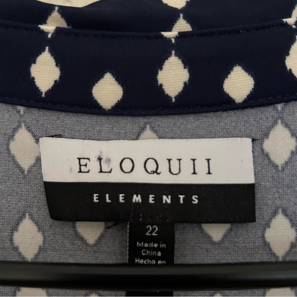 ELOQUII Elements Women's Plus Size Diamond Print Midi Tie Waist Shirt Dress - Picture 10 of 12